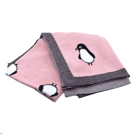 Detská deka Tučniak ružová