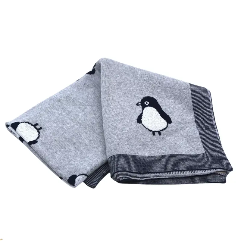 Detská deka Tučniak sivá